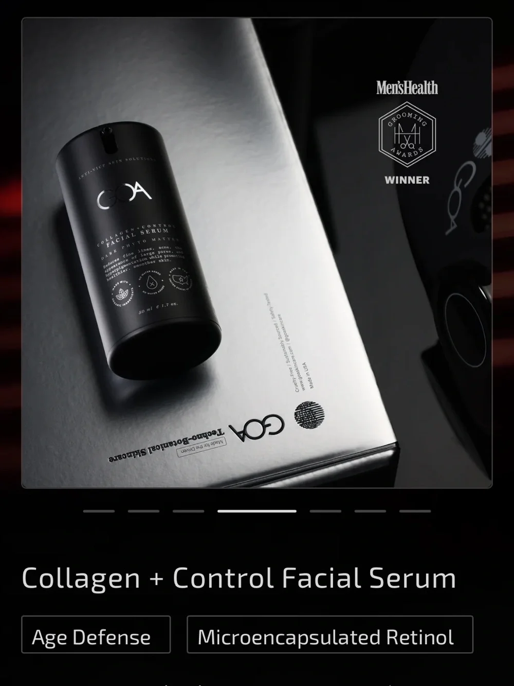 Set Of 2 GOA Collagen + Control Facial Serum Moisturizer — Silver Men’s Gel